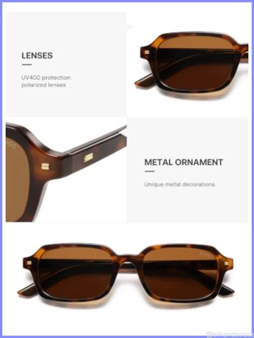 SOJOS Trendy Rectangle Polarized Sunglasses Mens Womens SJ2610